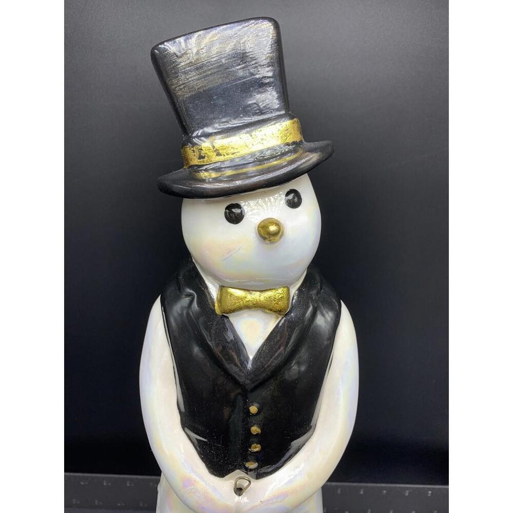 Ceramic porcelain snowman Statue Top hat
